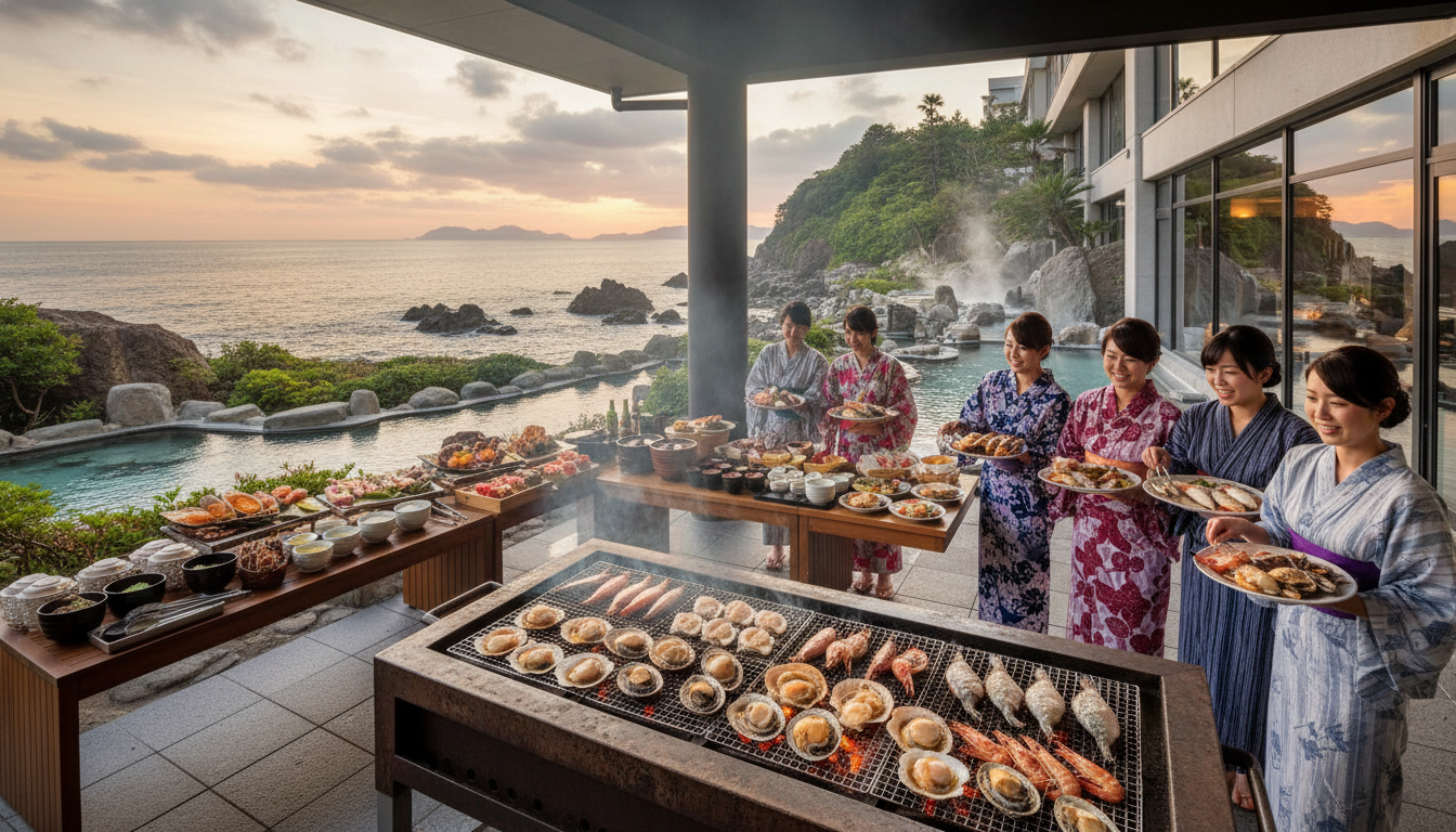 静岡の浜焼き食べ放題は「伊豆・熱海」の温泉宿が狙い目ですね!