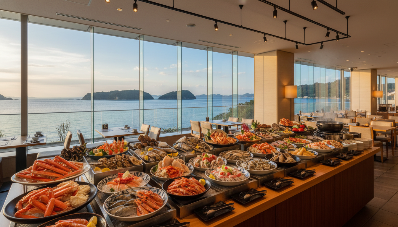 広島県：絶景を眺めながら海鮮バイキング